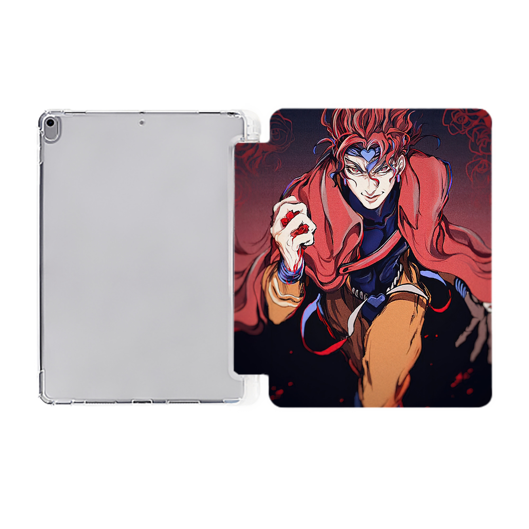 （画像用） ジョジョの奇妙な冒険 JoJo's Bizarre Adventure IPad ケース ペン収納付き 三つ折りスタンド PUレザー×シリコン 対応機種9.5/10.5/10.9インチ